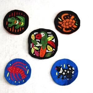 Vintage Kuna Mola Animal Patches Lot of 4 Hand Sewn Textile Art